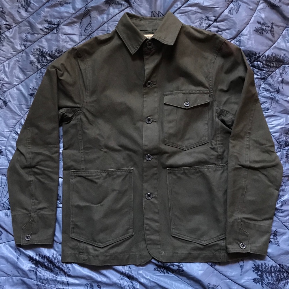 Workwear Waxed Duck Canvas Jacket in Dark Green